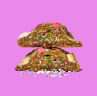Gourmet lactation cookie with a vanilla birthday cake flavor, packed with white and milk chocolate, marshmallows, and colorful sprinkles.