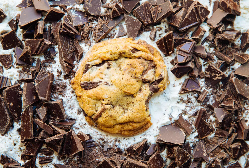 Rebel Daughter Cookies "O(M)G" gourmet chocolate chunk cookie surrounded by chopped chocolate chunks